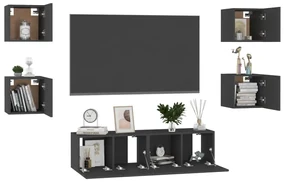 Set mobile tv 6 pz nero in truciolato