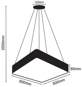 Lampadario LED a sospensione con filo LED/65W/230V 4000K 60x60 cm