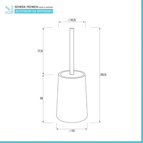 Porta scopino wc da appoggio in plastica tortora dal design tondo