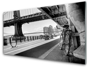 Quadro vetro Architettura della bicicletta a ponte 100x50 cm