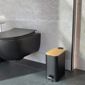 Cestino per la spazzatura nero opaco in acciaio con pedale 5 l Erik – Spirella