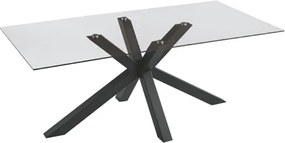 Tavolo da pranzo con piano in vetro e base in metallo 180x90 cm DANTE