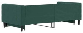 Divano letto con letto estraibile verde scuro 90x200cm velluto