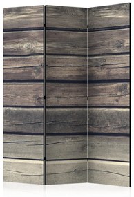 Paravento Stile campestre (3 parti) - composizione su assi di legno marrone