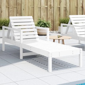 Lettino Prendisole Bianco 199,5x62x55 Cm Legno Massello Di Pino /
