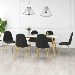 Sedie Da Pranzo 6 Pz Nere İn Velluto /