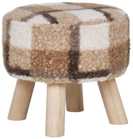 Pouf in bouclé bianco e marrone Aberdeen - House Nordic