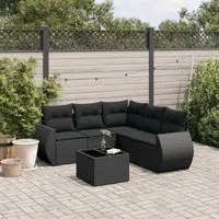 Set Divano da Giardino 6 pz con Cuscini Nero in Polyrattan 3221354