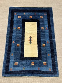Gabbeh Tappeto 120x80 Blu (Iran) Annodato A Mano