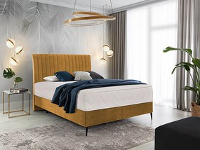 Letto matrimoniale boxspring Baviera - 160 x 200 cm , Tessuto giallo