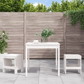 Set Da Bistrot Da Giardino 3pz Bianco İn Legno Massello Di Pino /