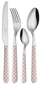 Set 24 Pezzi Posate Moderne - Pois Rosa