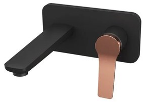 New Line Miscelatore Lavabo Da Incasso A Muro Nero Opaco/Oro Rosa