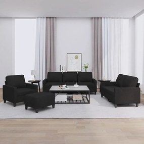 Set Di Divani 4 Pz Con Cuscini Nero İn Tessuto /