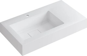Lavabo a incasso rettangolare vasca a sinistra L 80.5 x H 15 x P 46 cm in resina bianco lucido