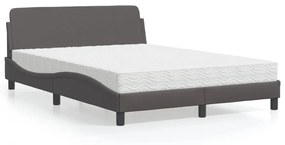 Letto Con Materasso Grigio 140x190 Cm İn Similpelle /