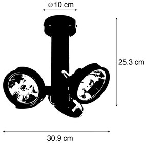 Faretto moderno nero regolabile a 3 luci - Goes
