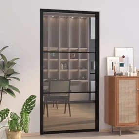Porta Interna 102,5x201,5 Cm Nera İn Vetro Esg E Alluminio /