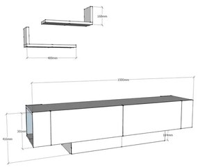 Televisore bianco 150x42 cm Matera - Zena Home