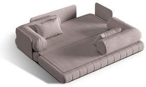 Divano greige allungabile con rivestimento in bouclé 206 cm Kemi – Cosmopolitan Design