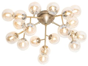 Plafoniera Art Déco bronzo con vetro ambrato 20 luci - Bianca