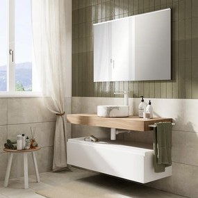 Mobile da bagno sotto lavabo Step bianco opaco L 120.3 x H 30 x P 46 cm 1 cassetto, lavabo non incluso