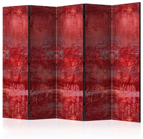 Paravento separè Concerto carminio II - texture metallica su sfondo rosso