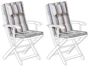 Set di 2 cuscini da seduta/schienale da esterno a strisce blu-beige MAUI Beliani