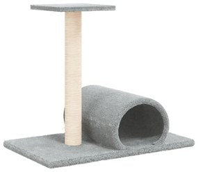 Palo tiragraffi per gatti con tunnel grigio chiaro 60x34,5x50cm