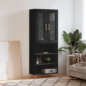 Credenza Nera 69,5x34x180 Cm İn Legno Multistrato /