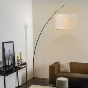 TK Lighting Piantana Moby White con paralume in tessuto