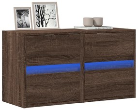 Mobili Tv A Parete Con Luci Led 2pz Rovere Marrone 41x31x45 Cm /