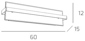 Applique Moderna Cross Metallo Nero Vetro 2 Luci E27 60Cm