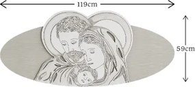 Capezzale ovale Sacra Famiglia 59x119 cm in legno laminato Modello 1