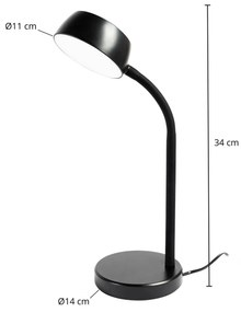 Lindby Tijan Lampada da tavolo LED, nero, braccio flessibile