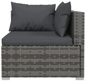Set divani da giardino 4 pz con cuscini in polyrattan grigio