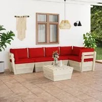 Set Divani da Giardino su Pallet 6 pz con Cuscini Legno Abete 3063570