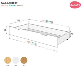 Letto per bambini Paul con barriera - bianco - letto senza spazio di archiviazione 140x70 cm