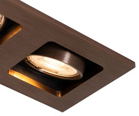 Set di 6 faretti da incasso rettangolari bronzo scuro a 2 luci regolabili - Qure