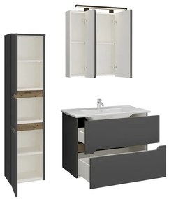 Kamalu - Composizione bagno sospesa 85 cm colore nero grafite matt | LAC-ARES-85