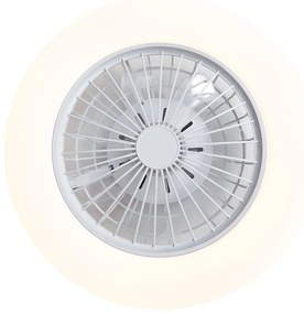 Ventilatore da soffitto bianco 48,5 cm con LED dimmerabile in Kelvin con telecomando - Clemo