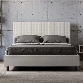 Letto senza rete imbottito 160x190 similpelle bianco Sunny