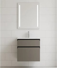 Mobile da bagno sospeso sotto lavabo L 59.5 x H 60 x P 45.5 cm grigio opaco, 2 cassetti Fusion