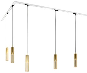 Sistema di illuminazione su binario moderno con 5 luci a sospensione dorate monofase - Iconic Lloyd