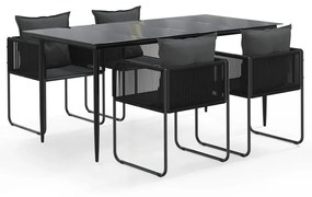 Set da pranzo da giardino 5 pz nero