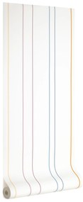 Kave Home - Carta da parati Nahilin bianca con motivo a righe multicolore 10 x 0,53 m FSC MIX Credit