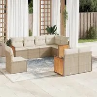 Set Divano da Giardino 8 pz con Cuscini Beige in Polyrattan 3227843