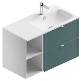 Mobile sottolavabo e lavabo Quadra per vasca a destra bianco-mirto in mdf L 90 x H 57 x P 46 cm 2 cassetti
