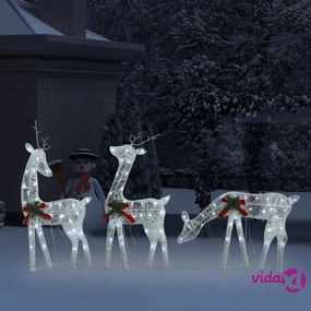vidaXL Famiglia Renne Natalizie 270x7x90 cm in Rete Bianco Freddo
