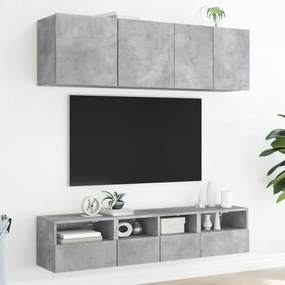 Mobili tv muro 2pz grigio cemento 40x30x30 cm legno multistrato